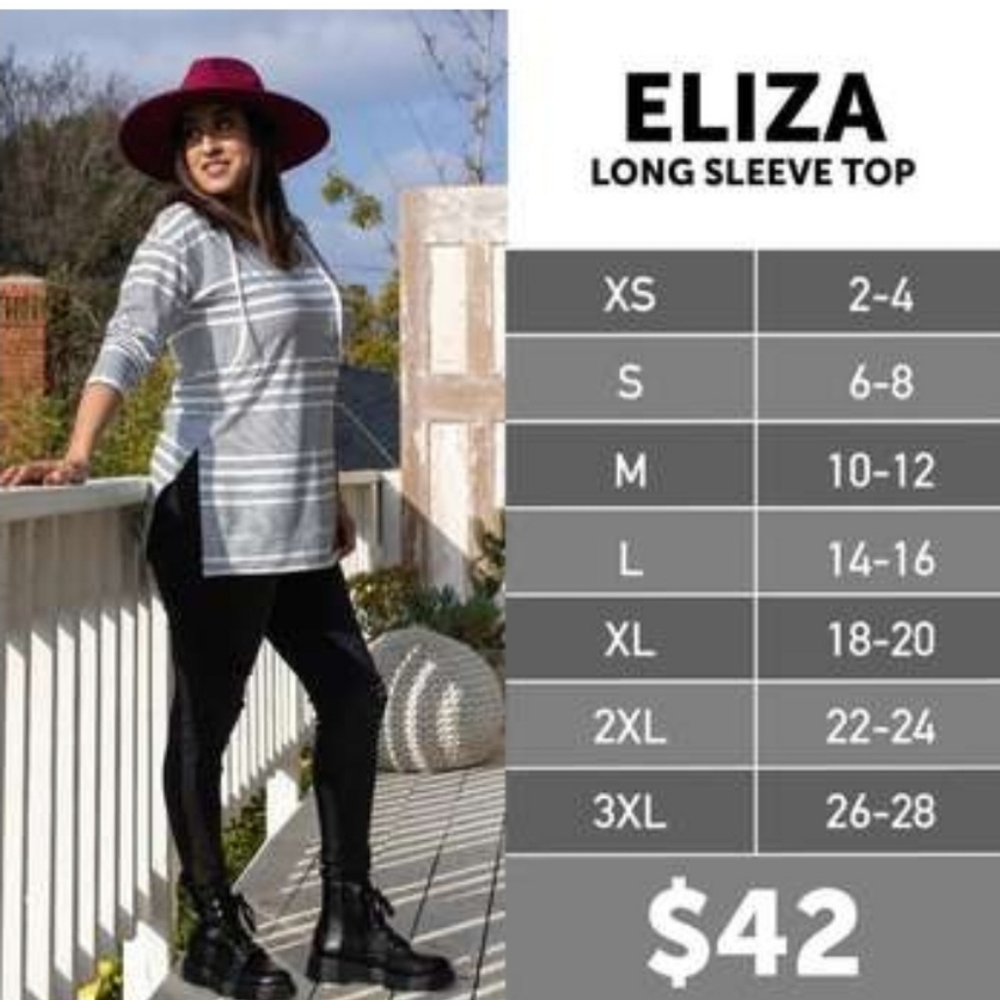 #096 Lularoe- Eliza Long Sleeve Tunics -NEW- Solid & 2 prints available